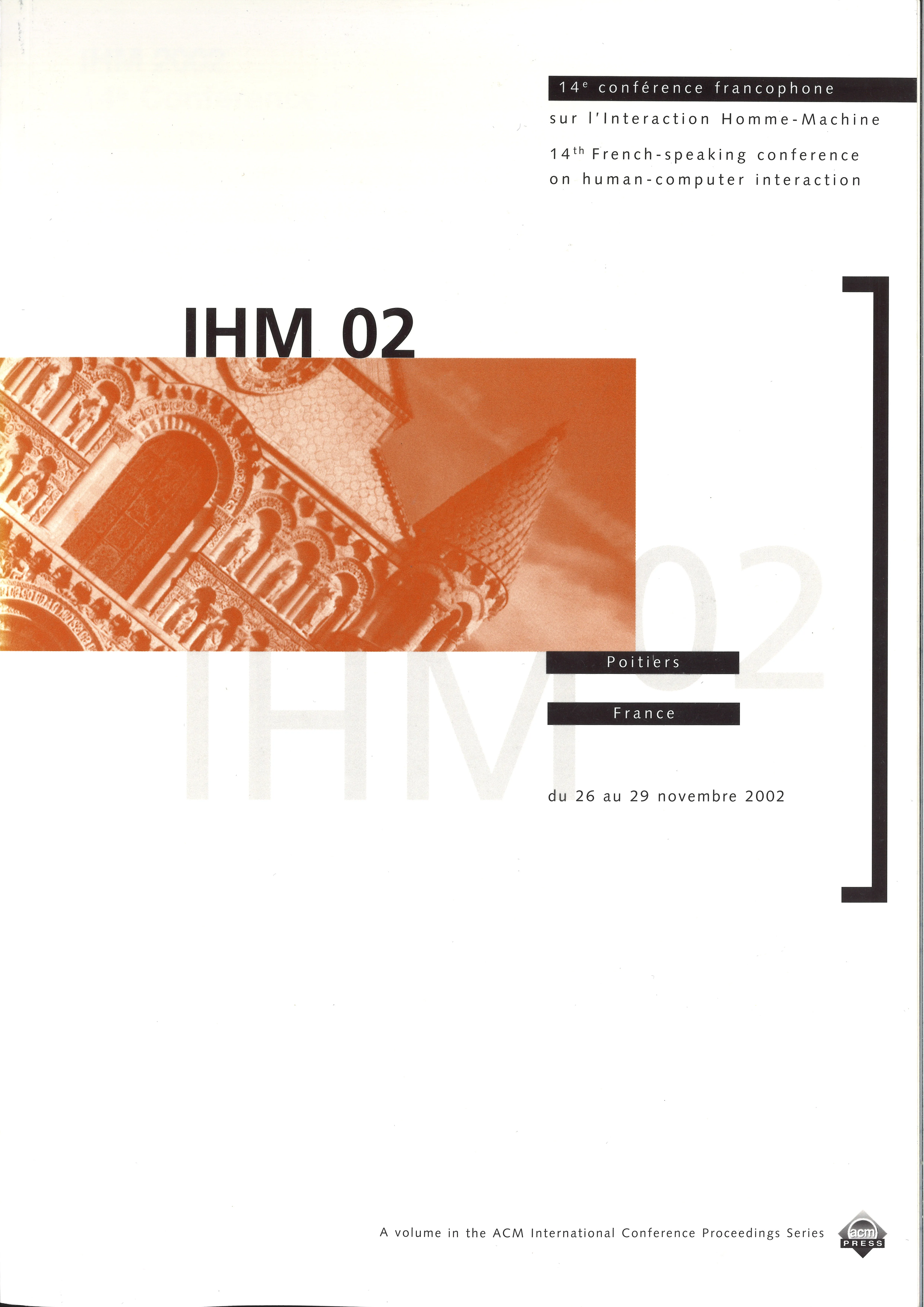 Couverture des actes d’IHM 02, Poitiers, 26-29 novembre 2002