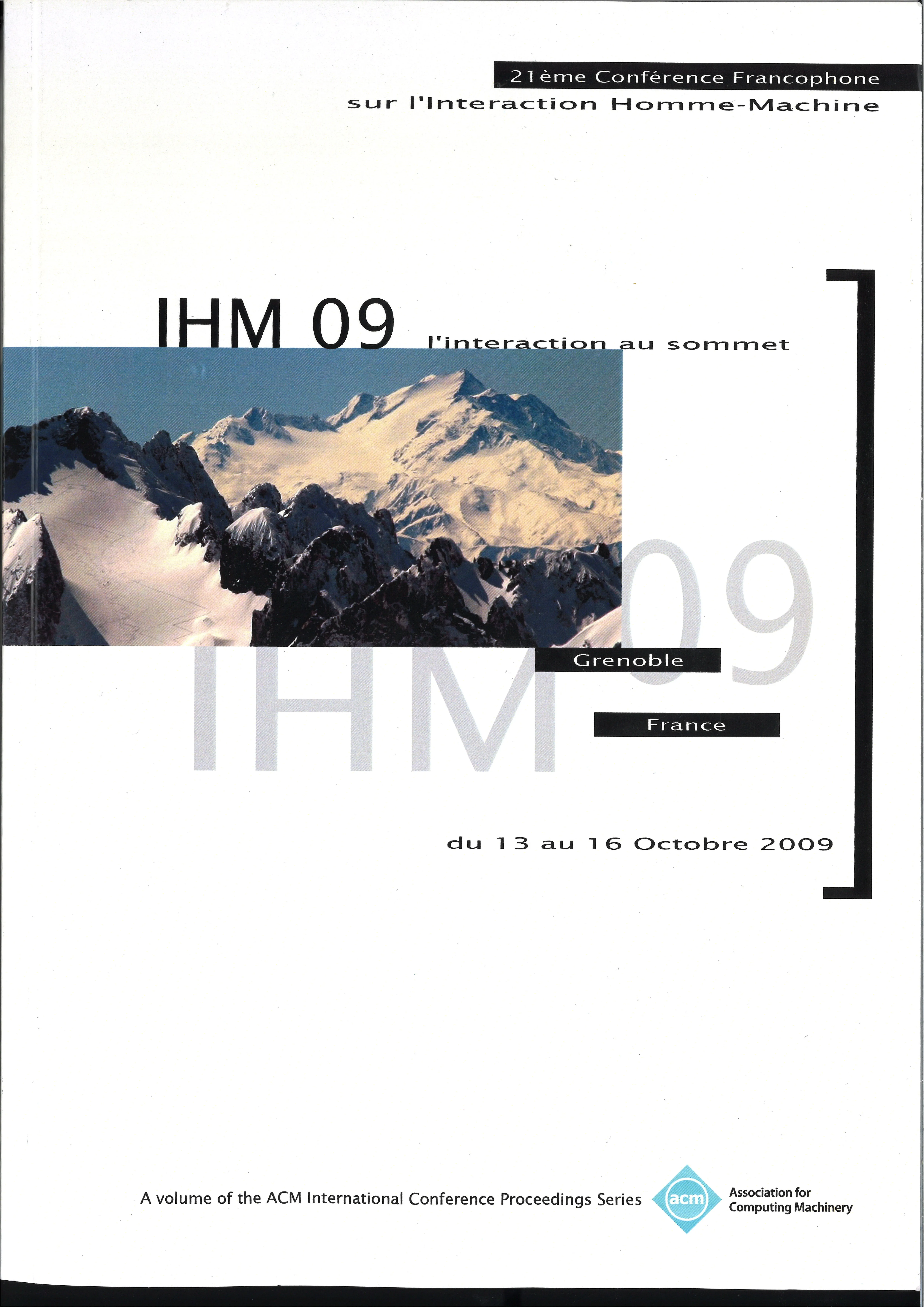 Couverture des actes d’IHM 09, Grenoble, 13-16 octobre 2009