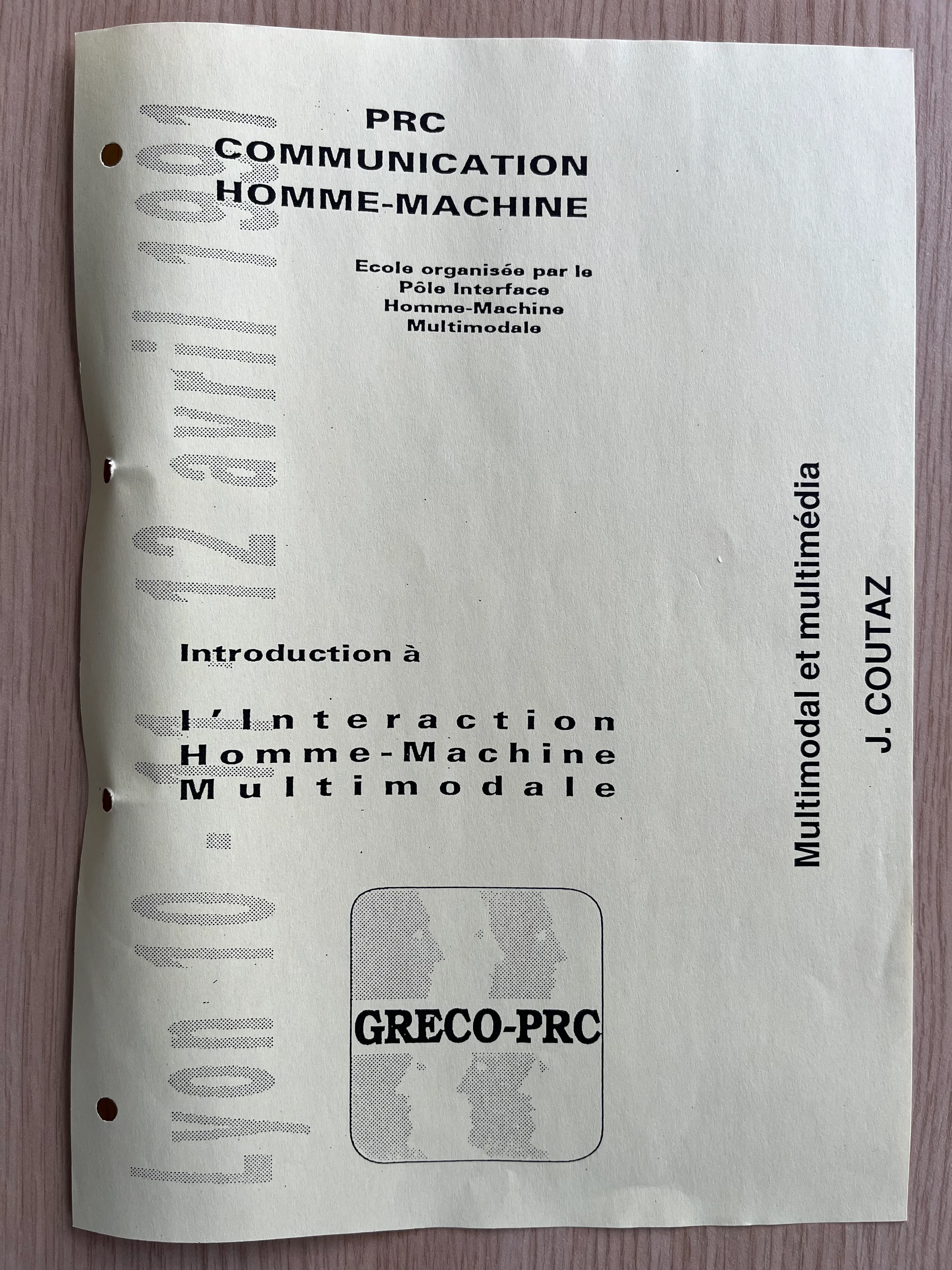 Couverture du support de cours de J. Coutaz, « Introduction à l’interaction homme-machine multimodale », Lyon