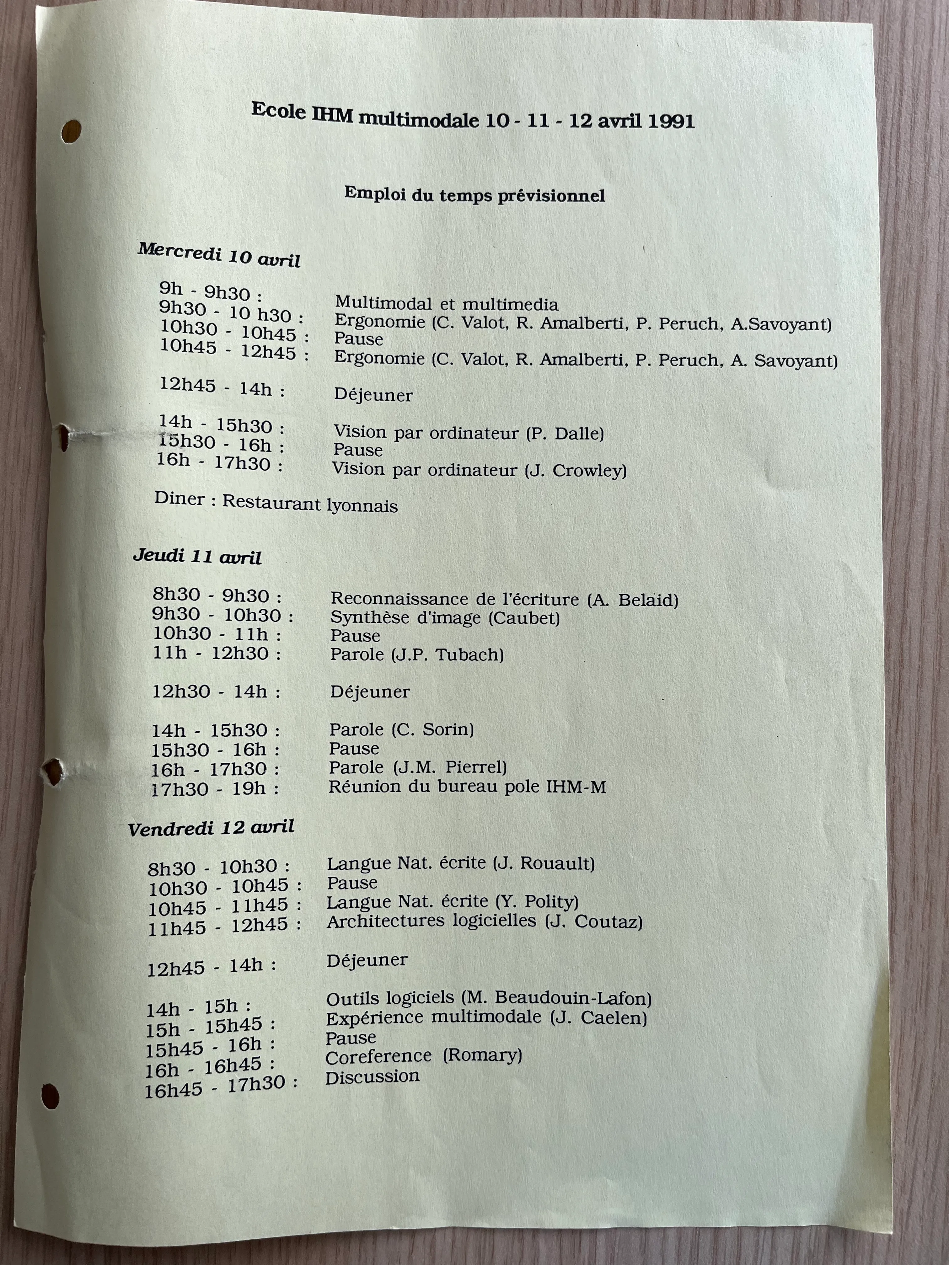 Emploi du temps de l’école IHM multimodale