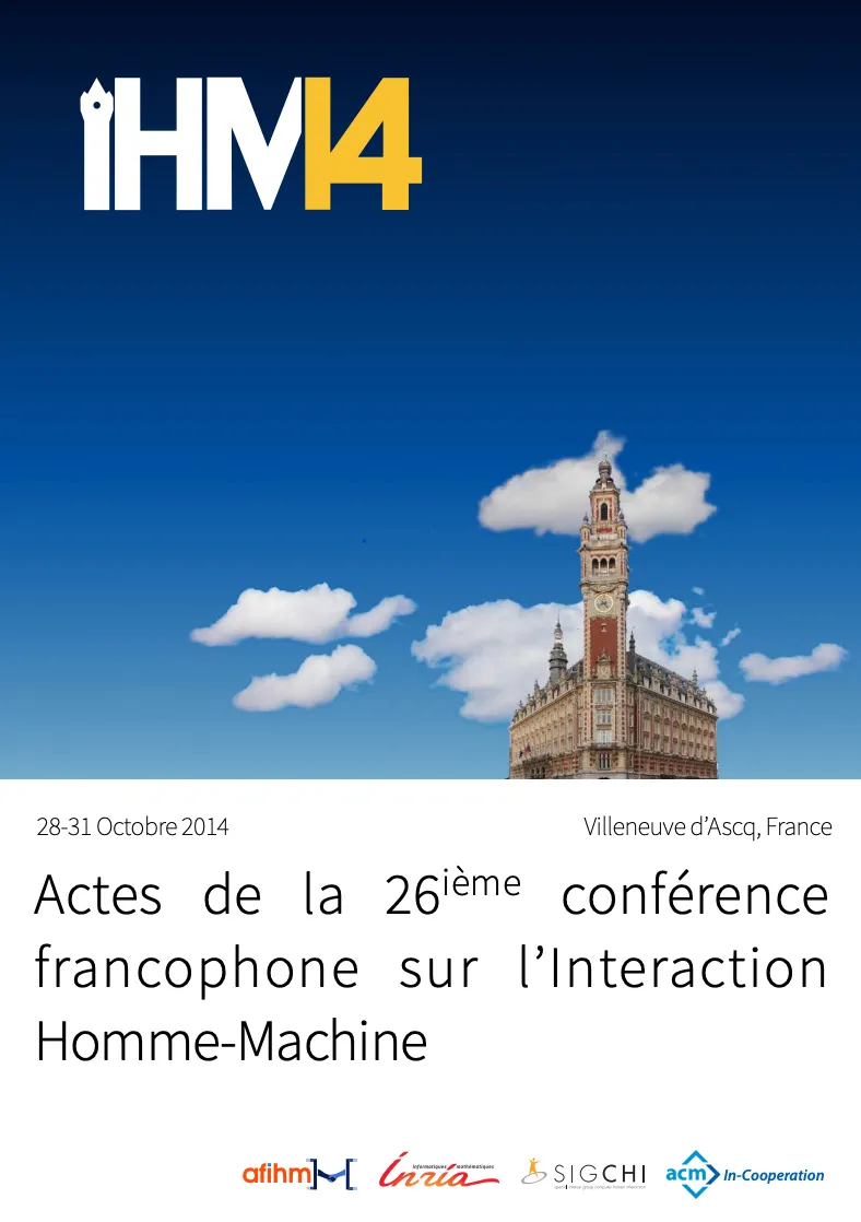 Couverture des actes d’IHM 14, Villeneuve d’Ascq, 28-31 octobre 2014