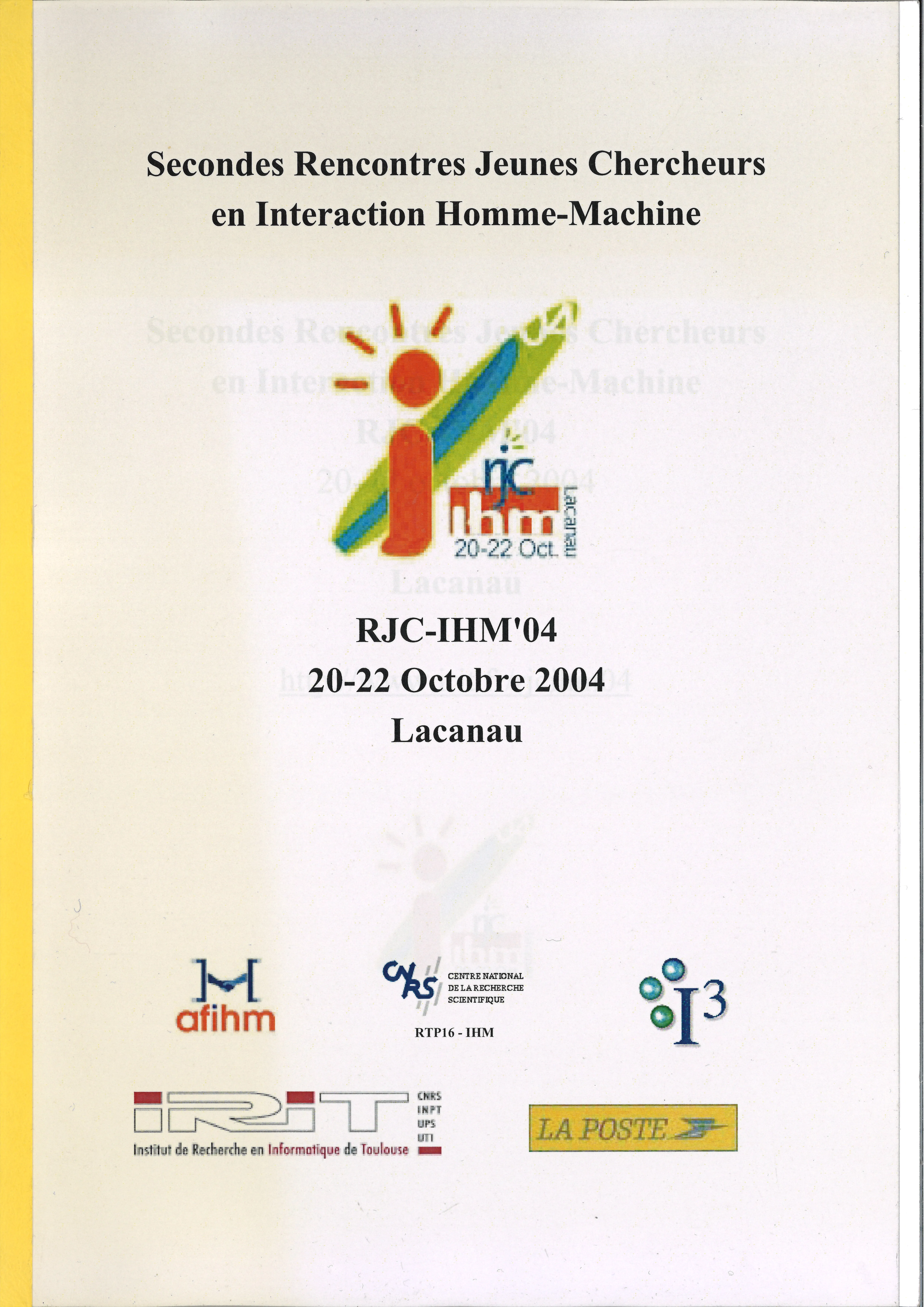 Couverture des actes des RJC-IHM’04, Lacanau, 20-22 octobre 2004